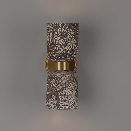 Sakura Black Clay Double Ceramic and Brass Wall Light 31cm IP20