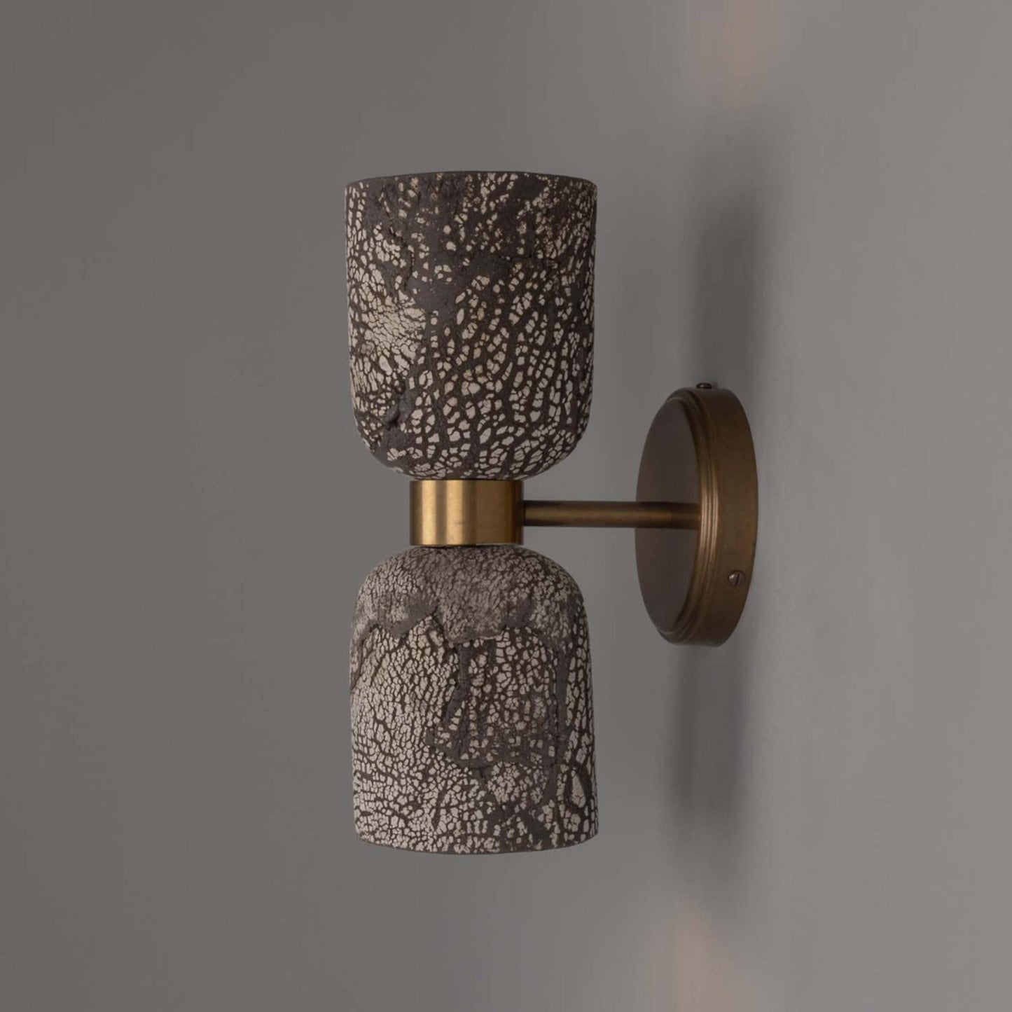 Sakura Black Clay Double Ceramic and Brass Wall Light 31cm IP20