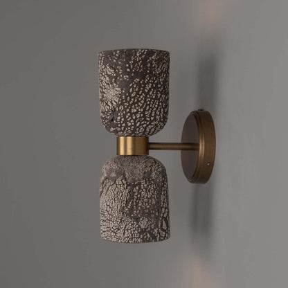Sakura Black Clay Double Ceramic and Brass Wall Light 31cm IP20