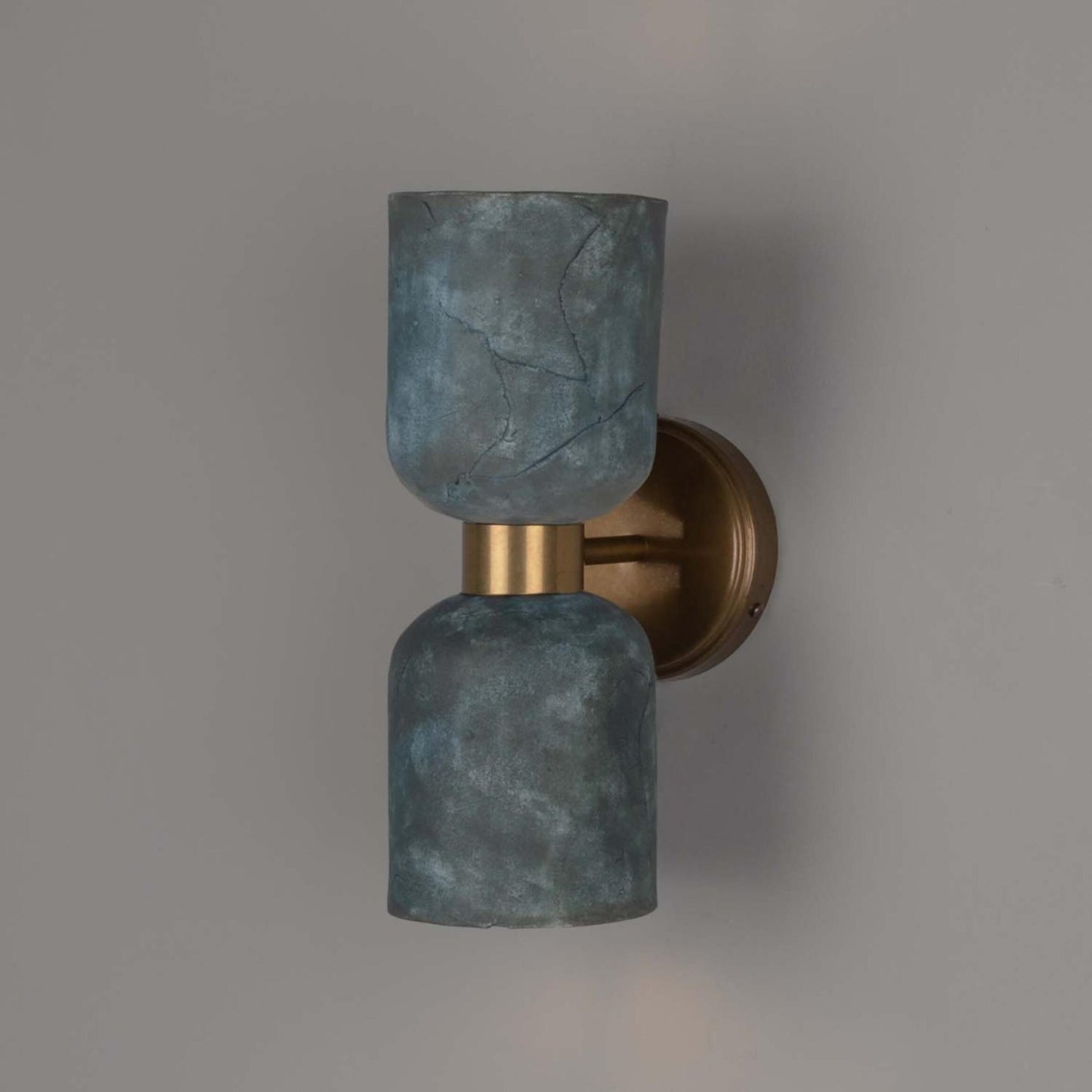 Sakura Blue Earth Double Ceramic and Brass Wall Light 31cm IP20