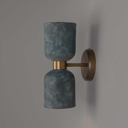 Sakura Blue Earth Double Ceramic and Brass Wall Light 31cm IP20