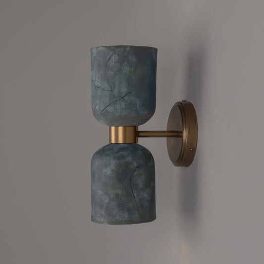 Sakura Blue Earth Double Ceramic and Brass Wall Light 31cm IP20