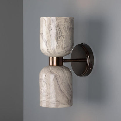 Sakura Marbled Ceramic and Brass Double Wall Light 31cm IP20