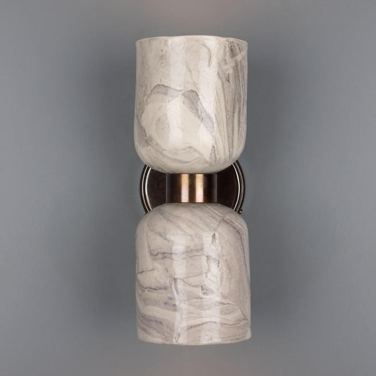 Sakura Marbled Ceramic and Brass Double Wall Light 31cm IP20