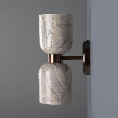 Sakura Marbled Ceramic and Brass Double Wall Light 31cm IP20