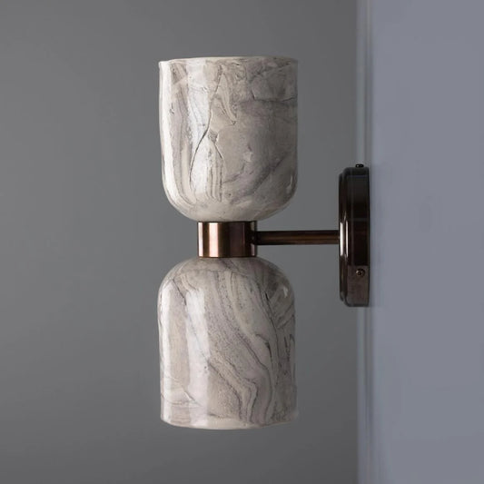 Sakura Marbled Ceramic and Brass Double Wall Light 31cm IP20