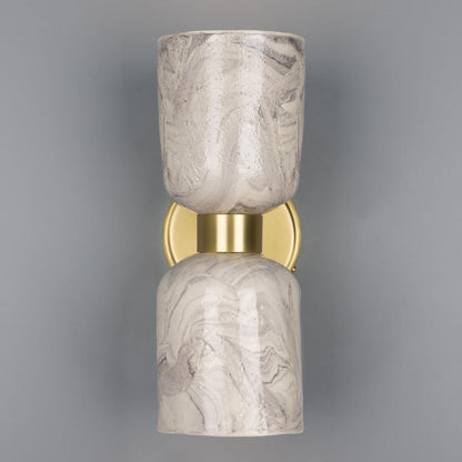 Sakura Marbled Ceramic and Brass Double Wall Light 31cm IP20