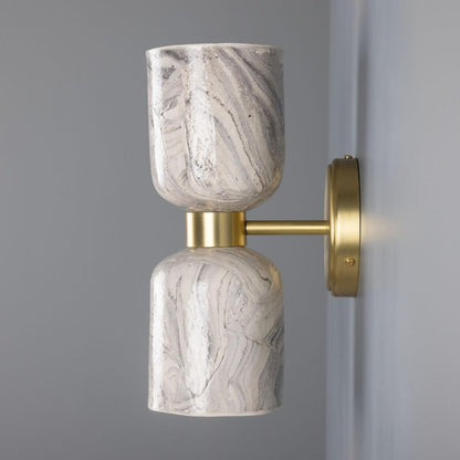 Sakura Marbled Ceramic and Brass Double Wall Light 31cm IP20