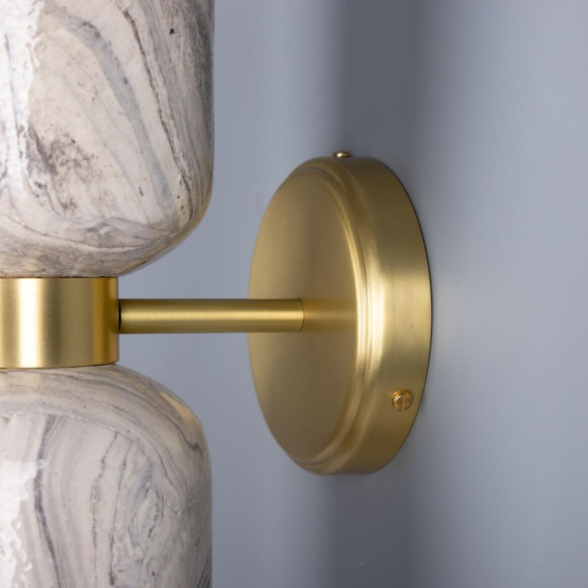 Sakura Marbled Ceramic and Brass Double Wall Light 31cm IP20