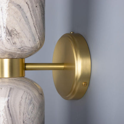 Sakura Marbled Ceramic and Brass Double Wall Light 31cm IP20