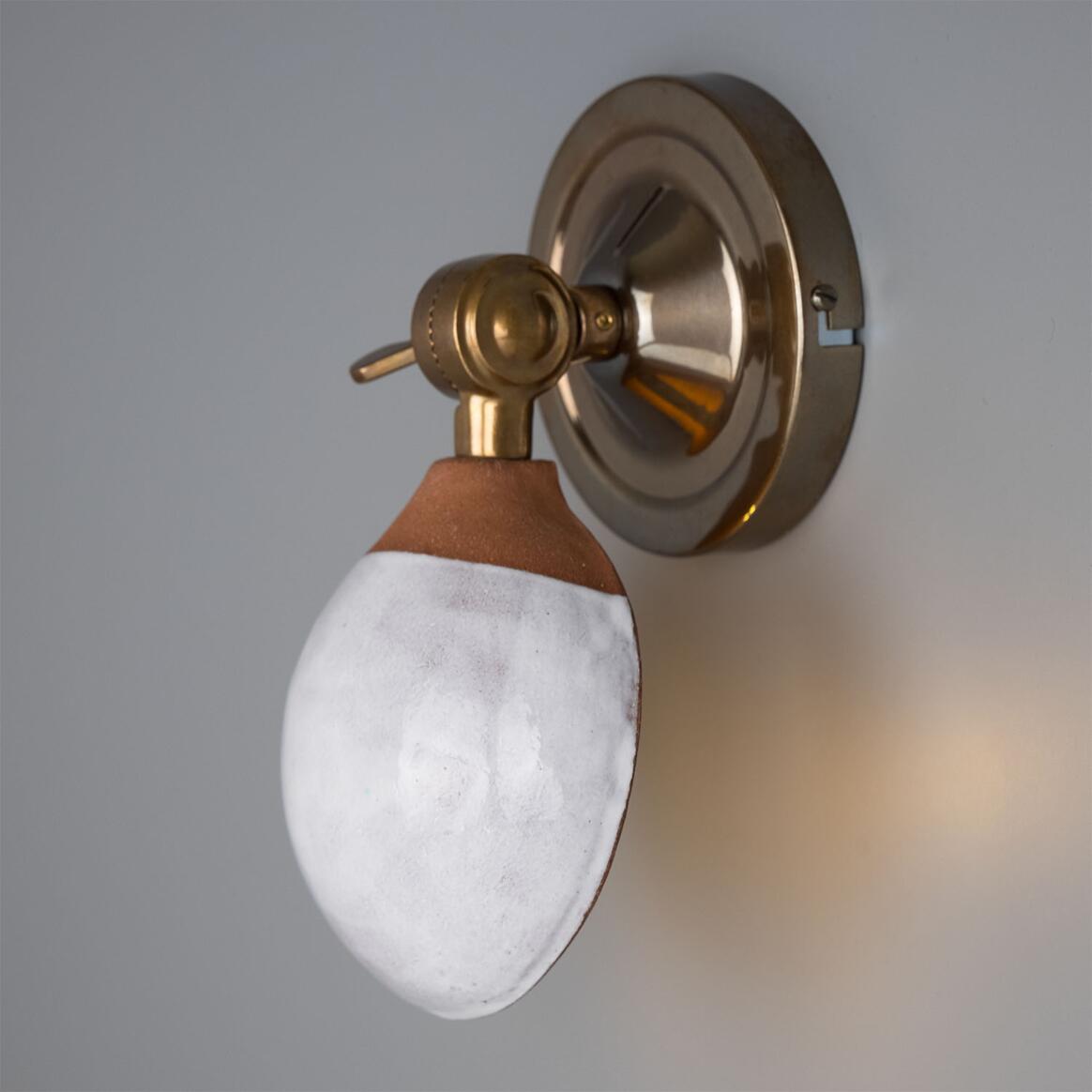 Coco Adjustable Ceramic Wall Light, Terracotta and White Glaze