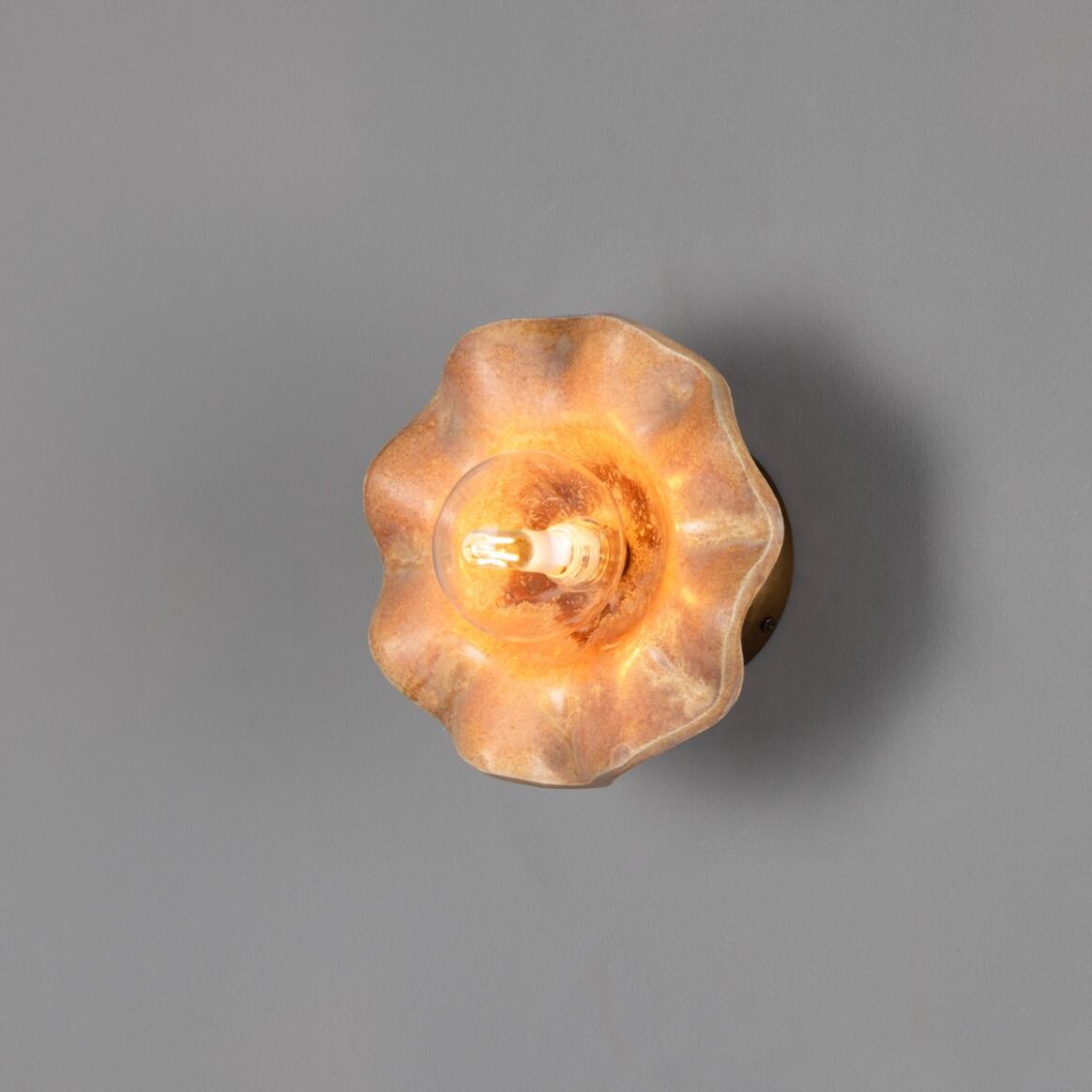 Rivale Wall Light with Wavy Ceramic Shade, Oatstone 21cm IP20