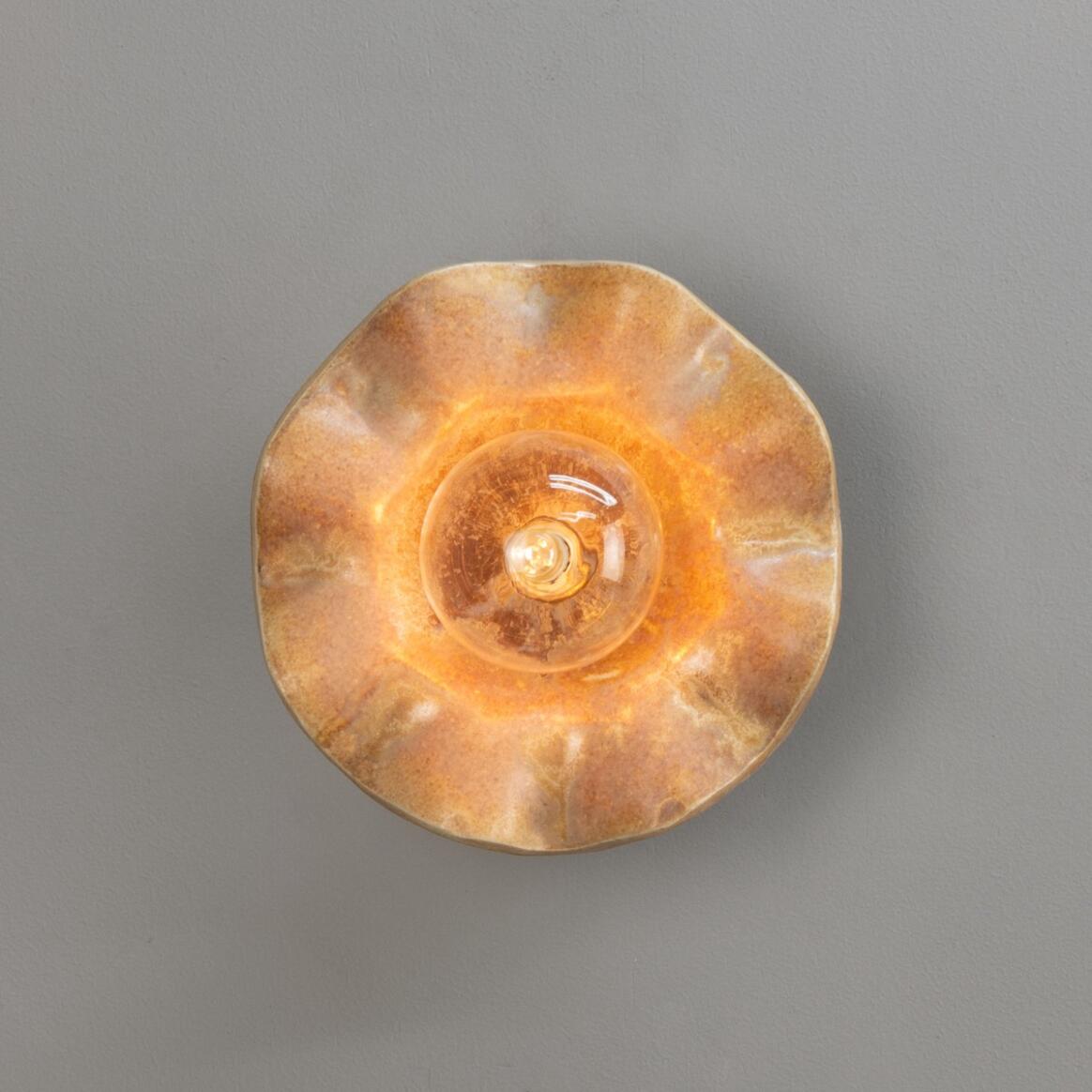 Rivale Wall Light with Wavy Ceramic Shade, Oatstone 21cm IP20