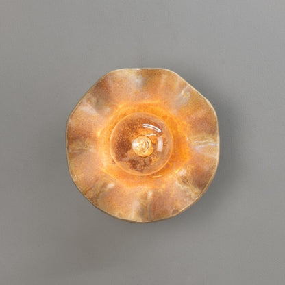 Rivale Wall Light with Wavy Ceramic Shade, Oatstone 21cm IP20