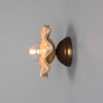 Rivale Wall Light with Wavy Ceramic Shade, Oatstone 21cm IP20