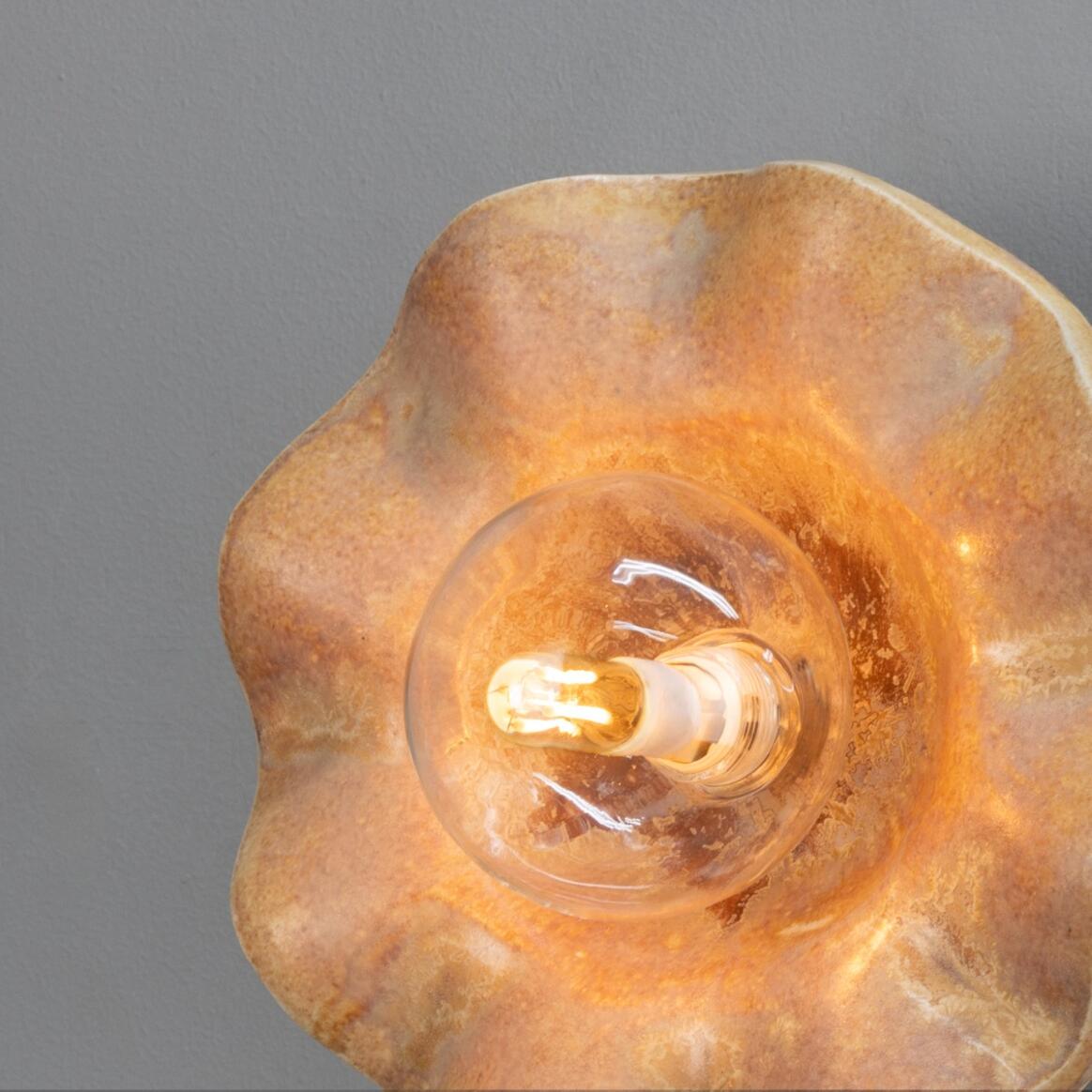 Rivale Wall Light with Wavy Ceramic Shade, Oatstone 21cm IP20