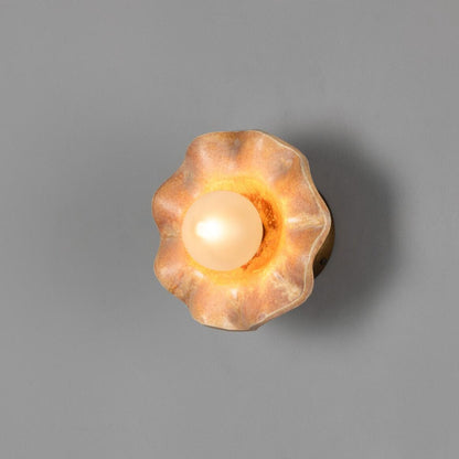 Rivale Wall Light with Wavy Ceramic Shade, Oatstone 21cm IP20