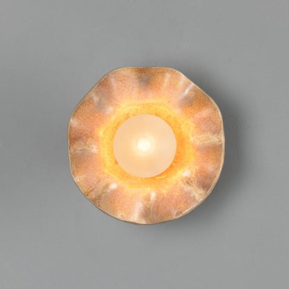 Rivale Wall Light with Wavy Ceramic Shade, Oatstone 21cm IP20