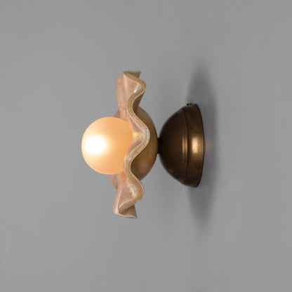 Rivale Wall Light with Wavy Ceramic Shade, Oatstone 21cm IP20