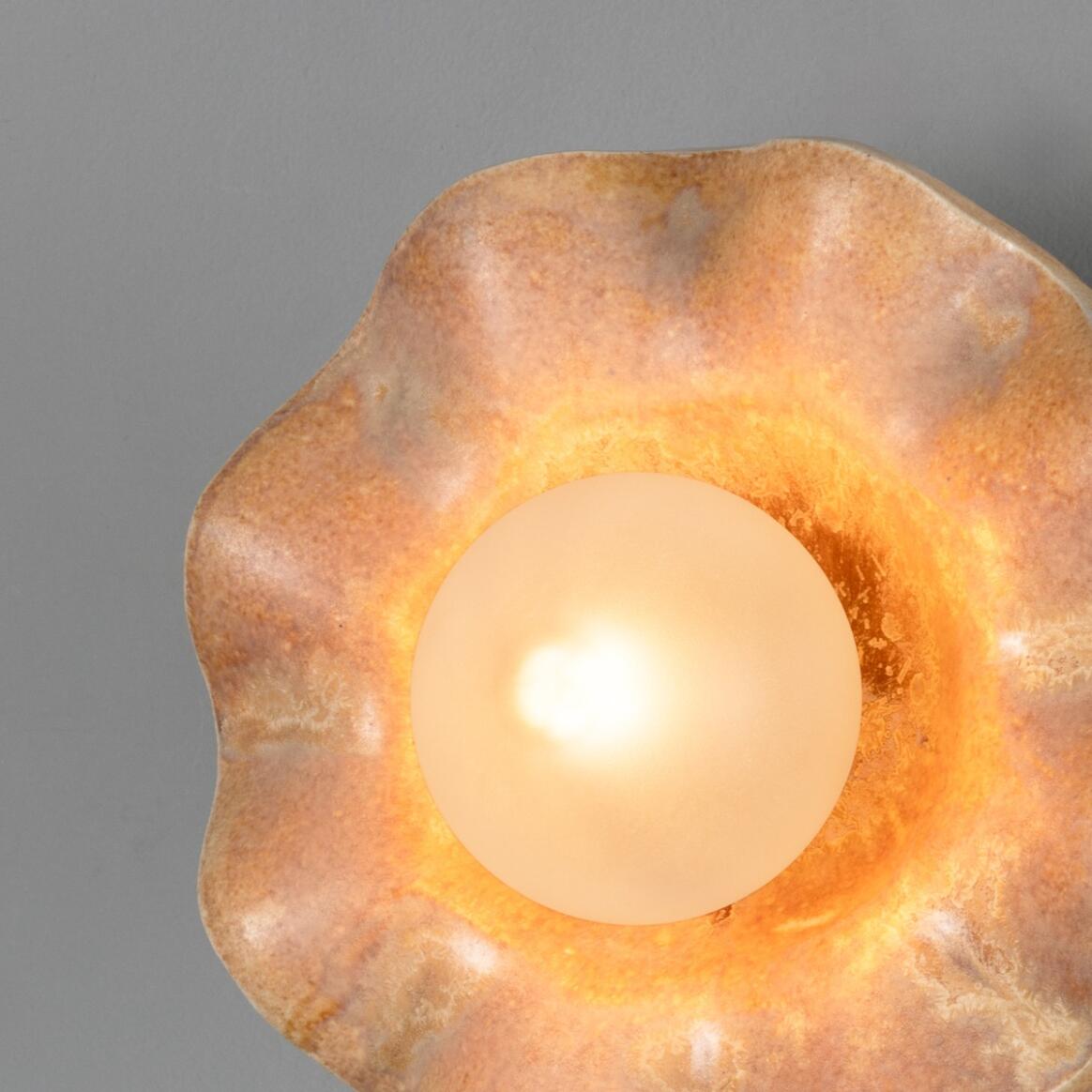 Rivale Wall Light with Wavy Ceramic Shade, Oatstone 21cm IP20