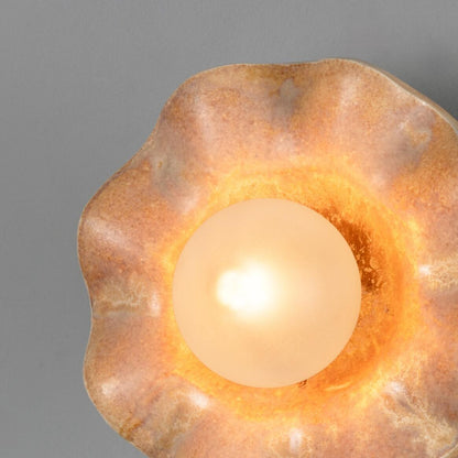 Rivale Wall Light with Wavy Ceramic Shade, Oatstone 21cm IP20