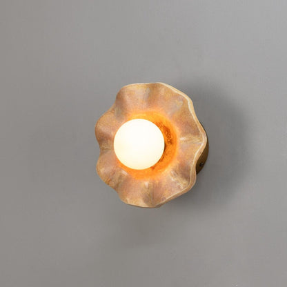 Rivale Wall Light with Wavy Ceramic Shade, Oatstone 21cm IP20