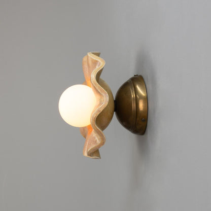 Rivale Wall Light with Wavy Ceramic Shade, Oatstone 21cm IP20