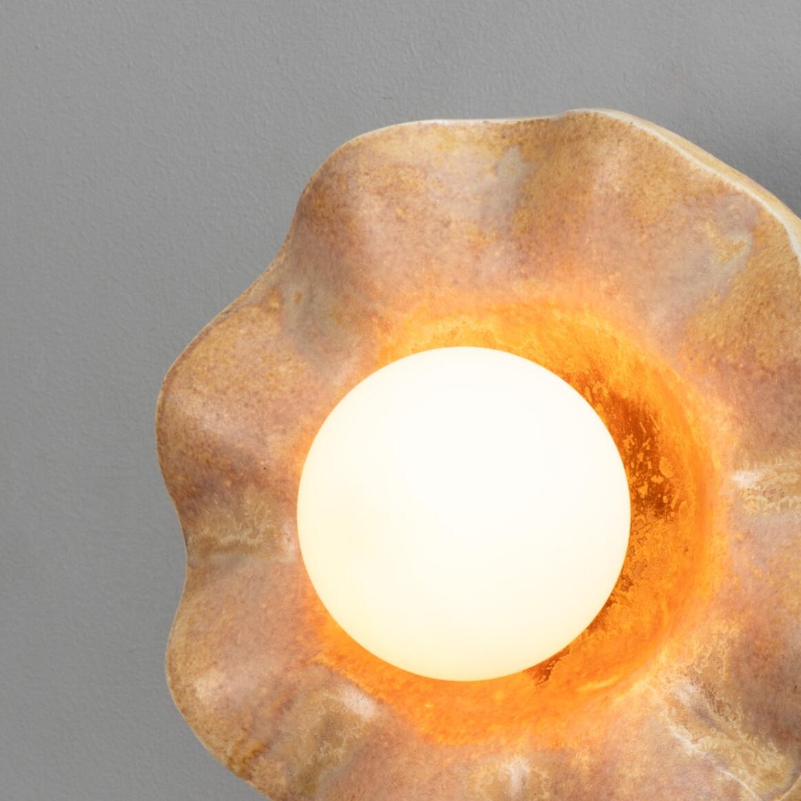 Rivale Wall Light with Wavy Ceramic Shade, Oatstone 21cm IP20