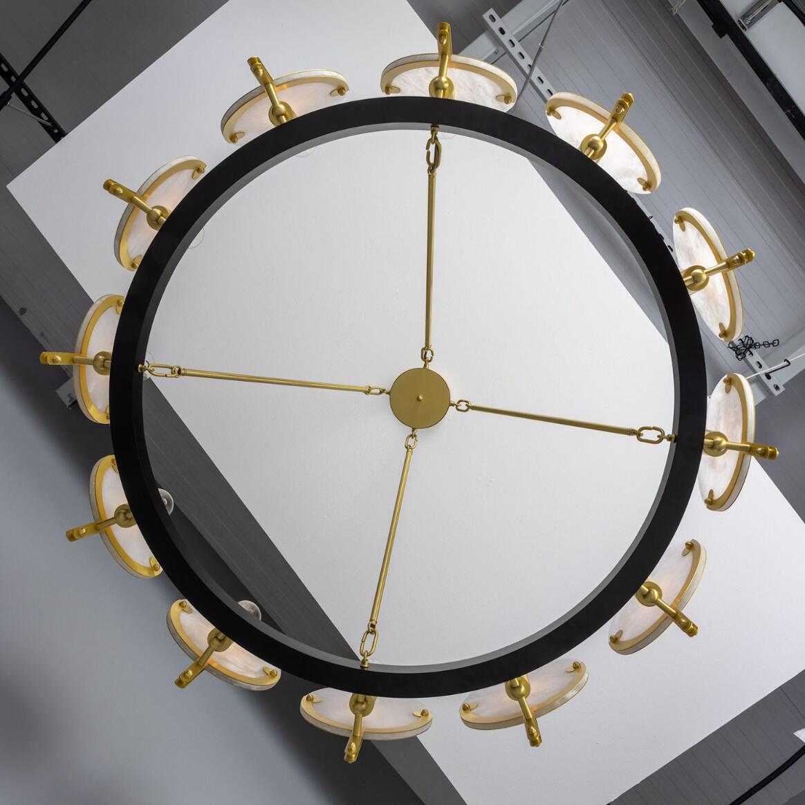 Edinburgh Alabaster and Brass Chandelier, 12-Light
