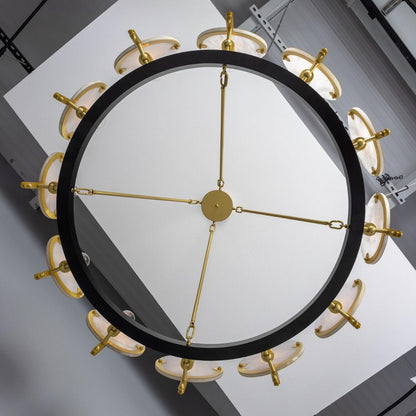 Edinburgh Alabaster and Brass Chandelier, 12-Light