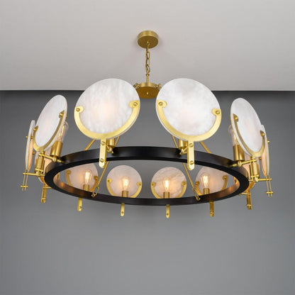 Edinburgh Alabaster and Brass Chandelier, 12-Light