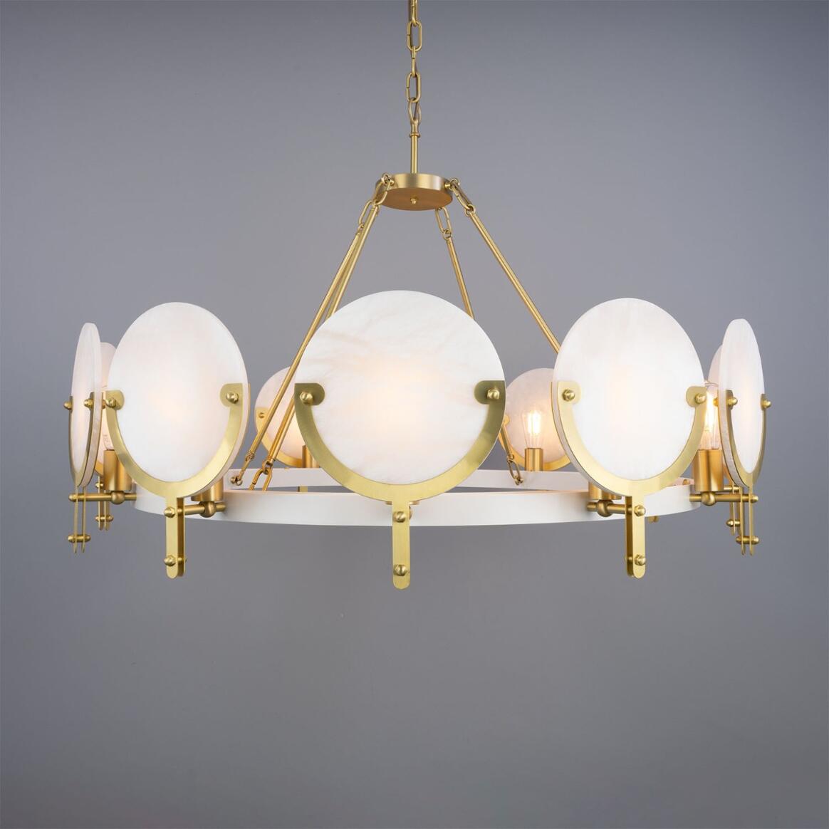 Edinburgh Alabaster and Brass Chandelier, 12-Light