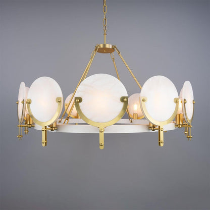 Edinburgh Alabaster and Brass Chandelier, 12-Light