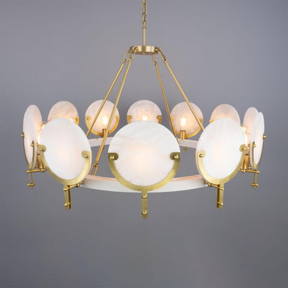 Edinburgh Alabaster and Brass Chandelier, 12-Light