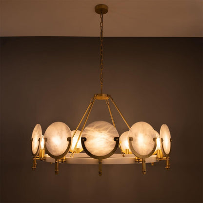 Edinburgh Alabaster and Brass Chandelier, 12-Light