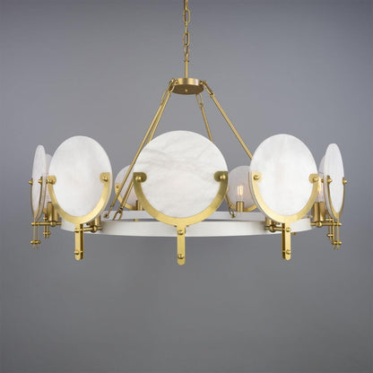 Edinburgh Alabaster and Brass Chandelier, 12-Light