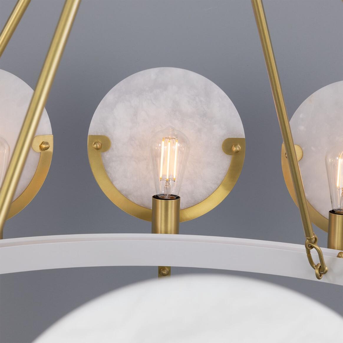 Edinburgh Alabaster and Brass Chandelier, 12-Light