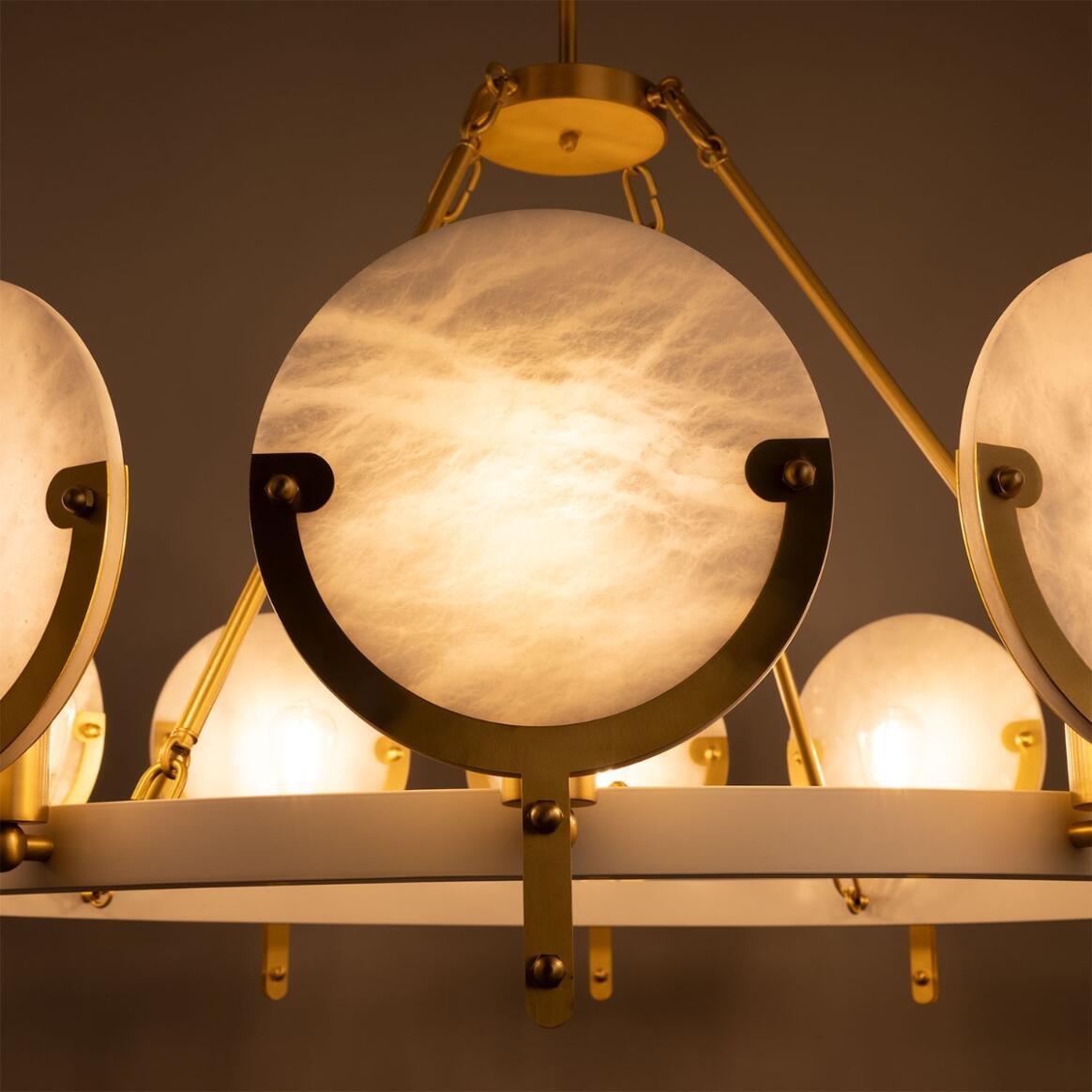 Edinburgh Alabaster and Brass Chandelier, 12-Light