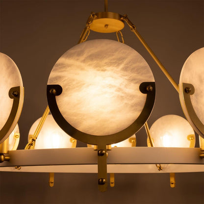 Edinburgh Alabaster and Brass Chandelier, 12-Light