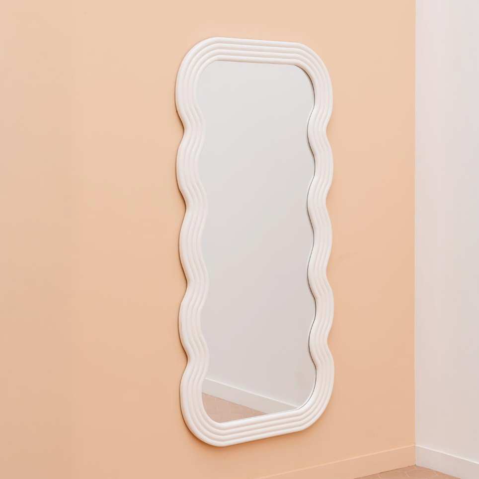 Large White Wavy Mirror Ziggy