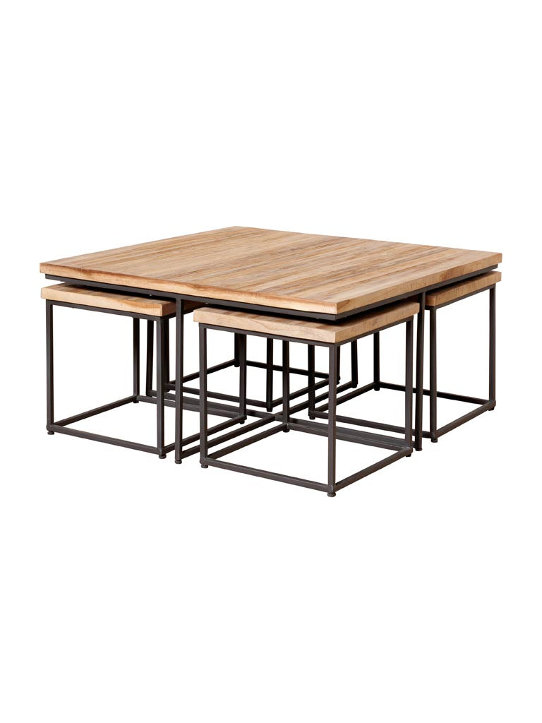Coffee Table with 4 Stools Pocket