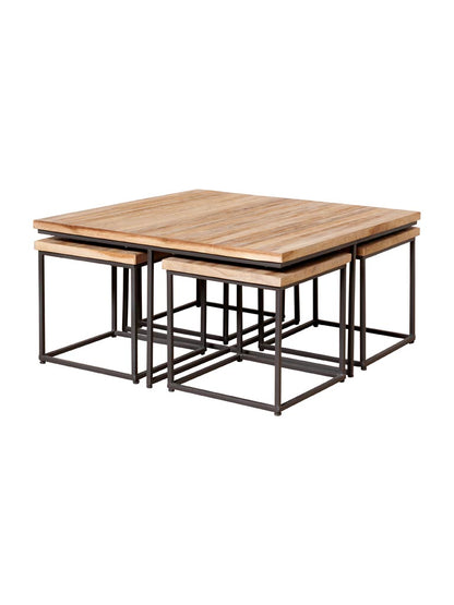 Coffee Table with 4 Stools Pocket