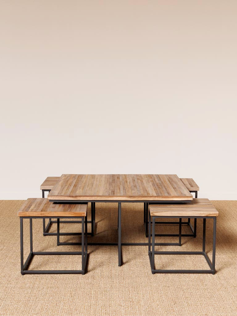 Coffee Table with 4 Stools Pocket