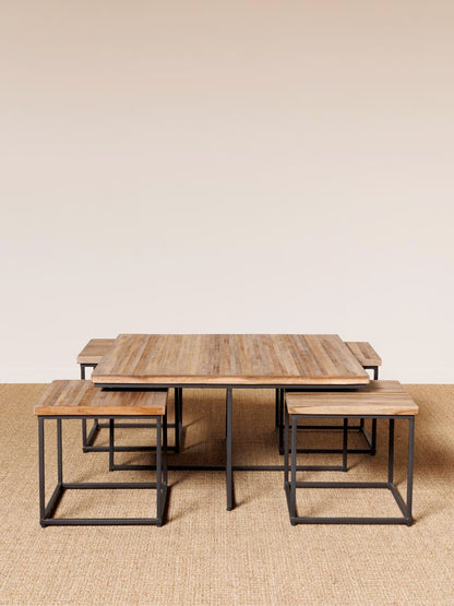 Coffee Table with 4 Stools Pocket