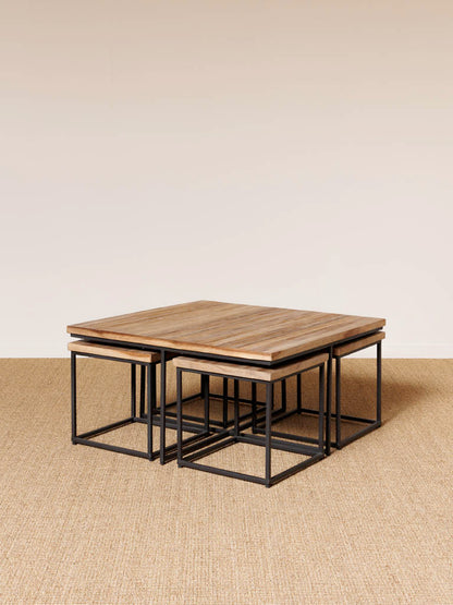 Coffee Table with 4 Stools Pocket