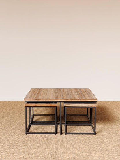 Coffee Table with 4 Stools Pocket