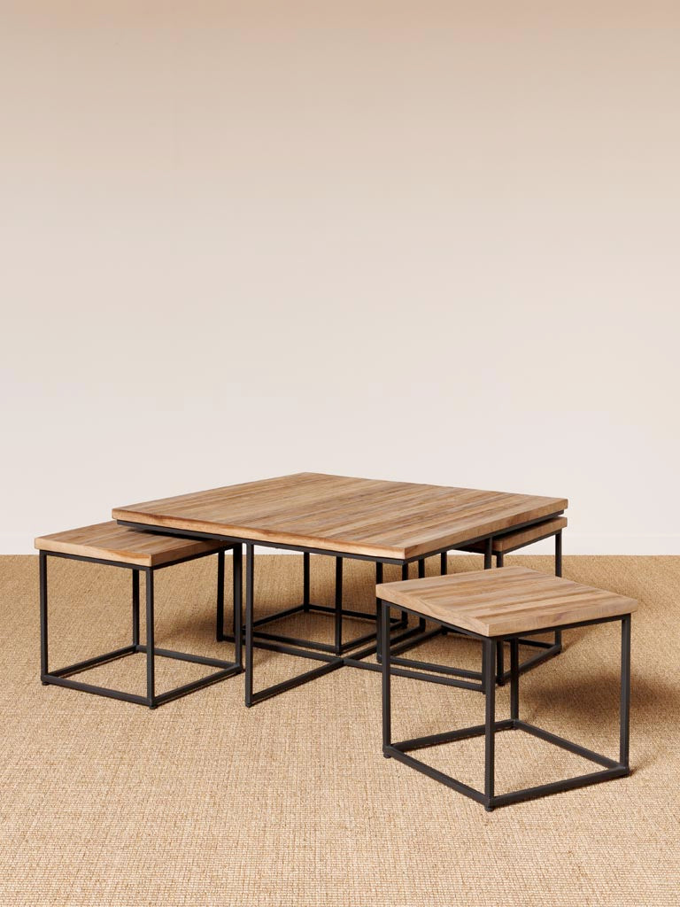 Coffee Table with 4 Stools Pocket