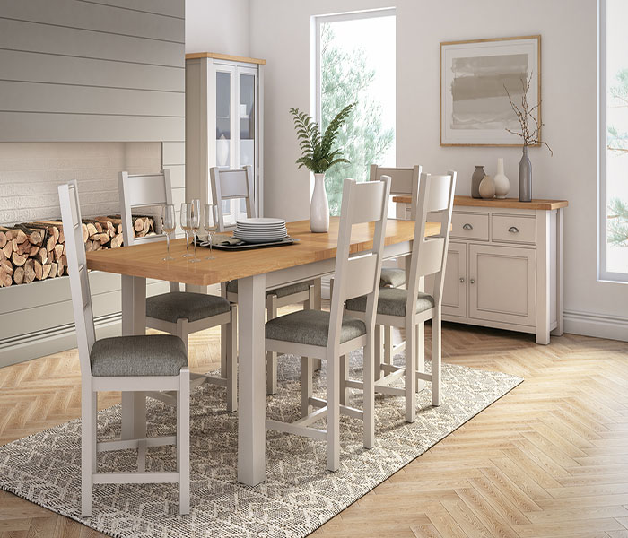 Painted extendable dining table deals