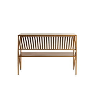 EZRA Glass Smoke+Antique Bronze Console Table