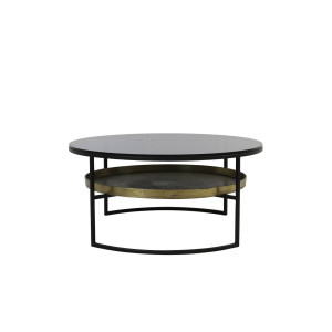 ROWDY Glass Black+Antique Bronze Coffee Table Round